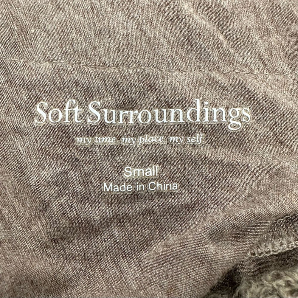 Soft Surroundings Tan Maxi Dress Size Small Boho Comfort Crochet Wrap Soft Cozy - Picture 4 of 7